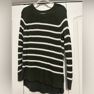 Green and white stripped knit sweater